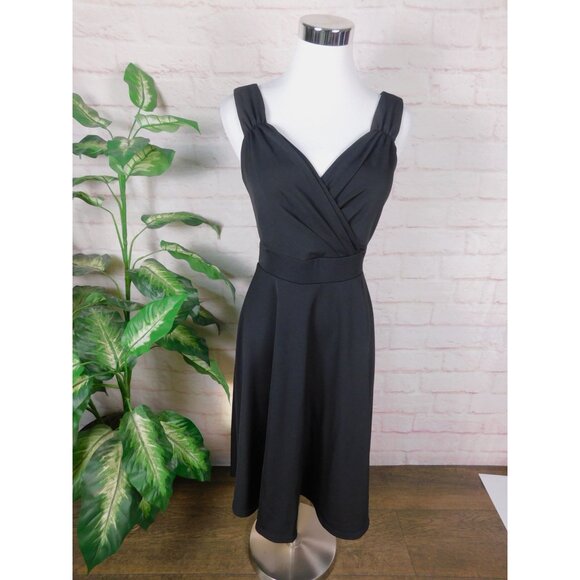 Grace Karin Small Black Fit Flare Knee Dress Elegant - Picture 2 of 11